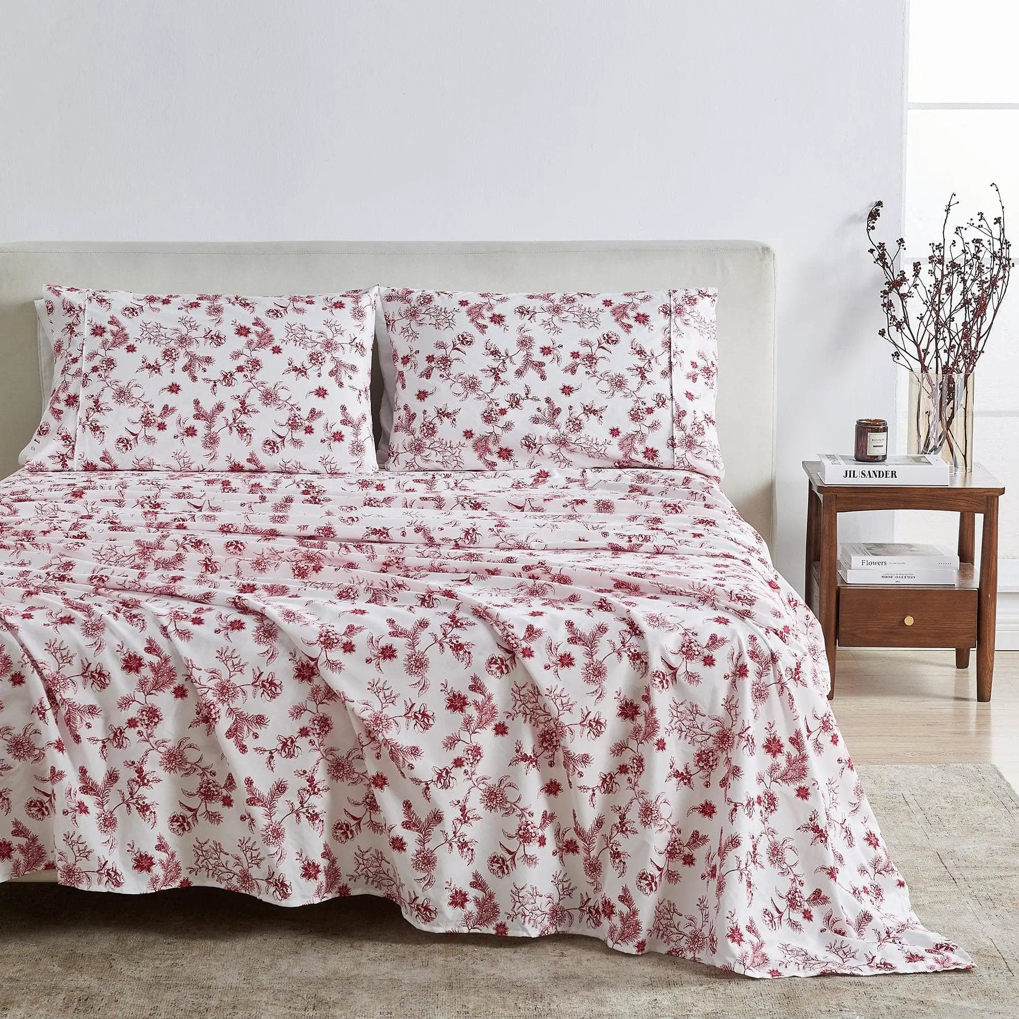 4 Piece Watercolor Floral Microfiber Sheet - Delia Collection