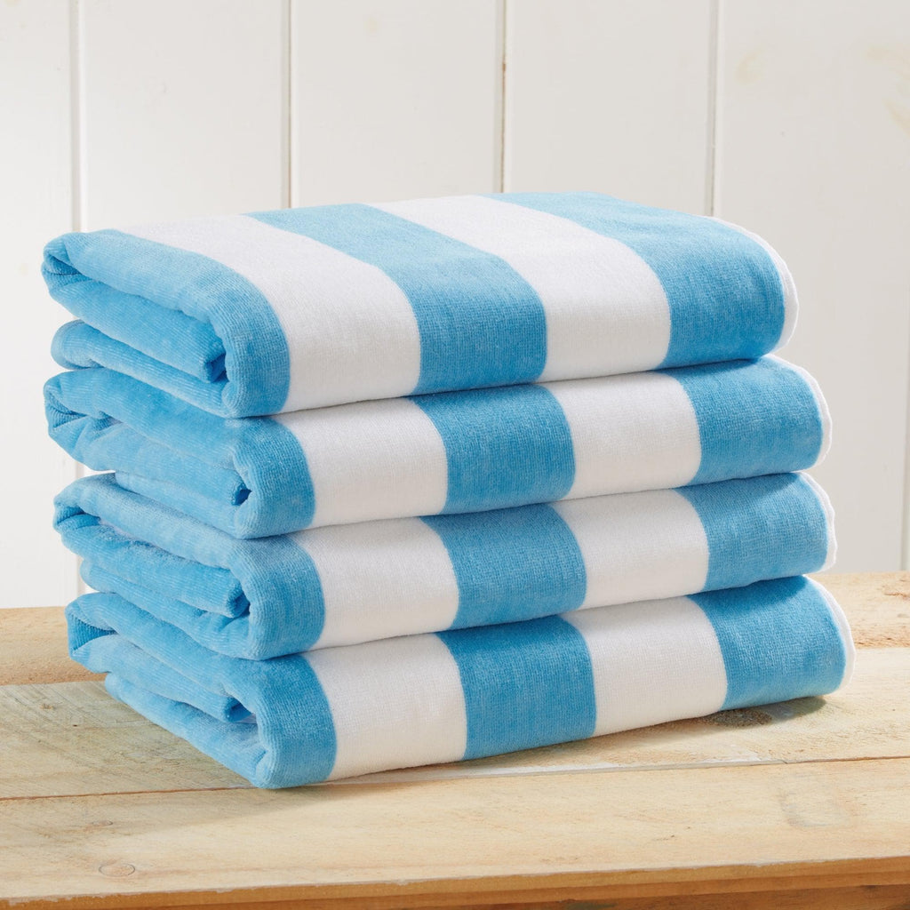 Cotton Velour Cabana Stripe Beach Towel - Novia Collection