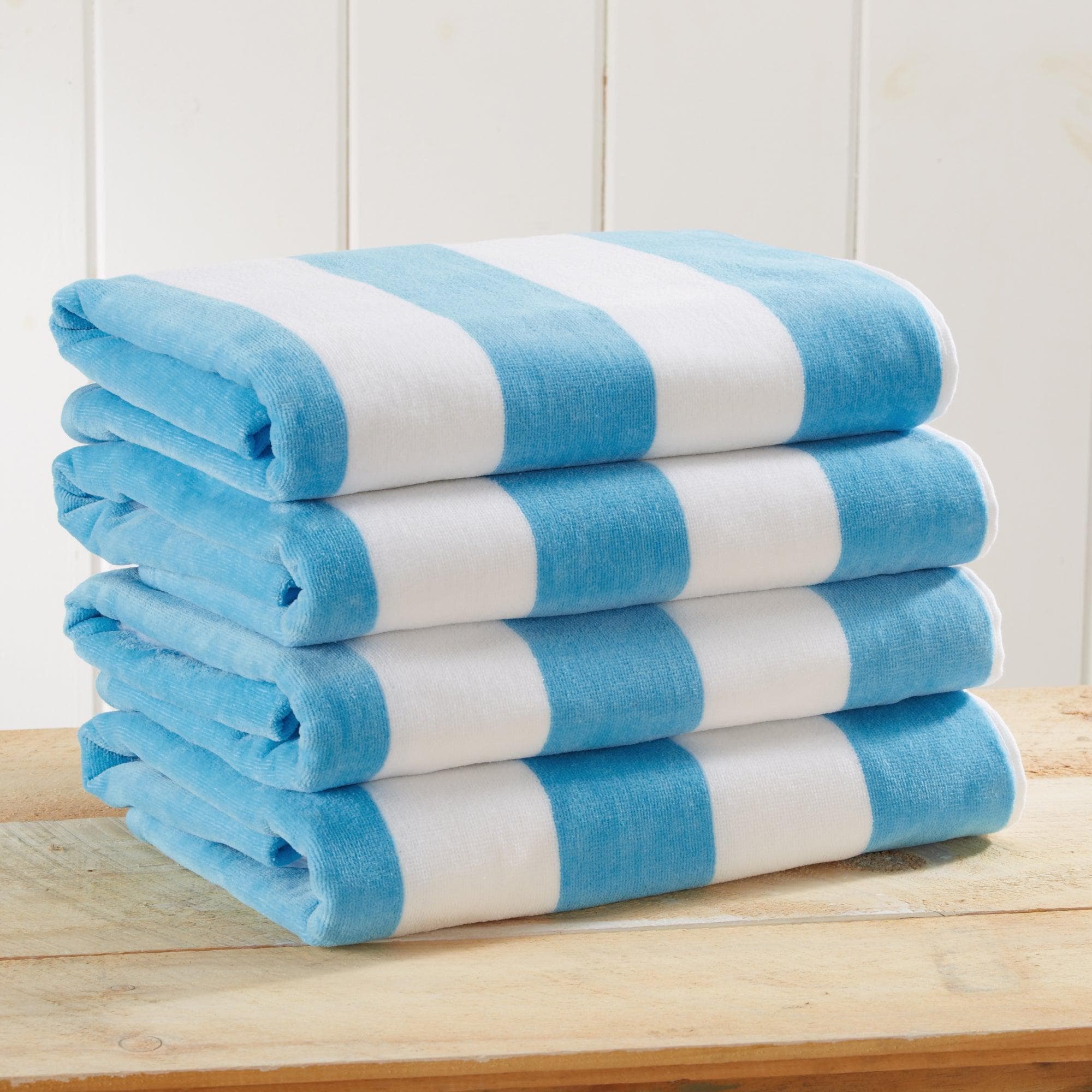 Cotton Velour Cabana Stripe Beach Towel - Novia Collection