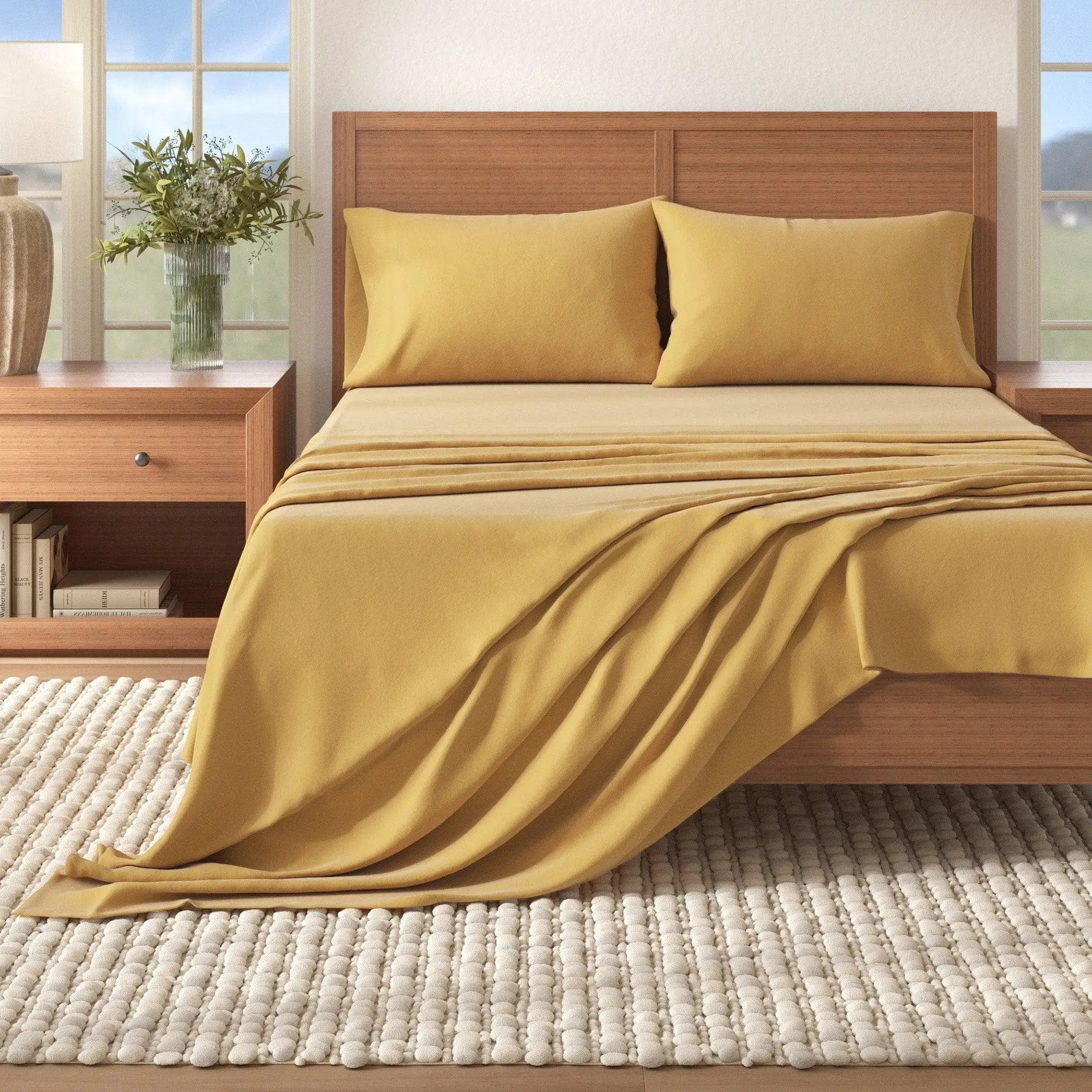 4-Piece Cotton Solid Flannel Sheet - Nordic Collection