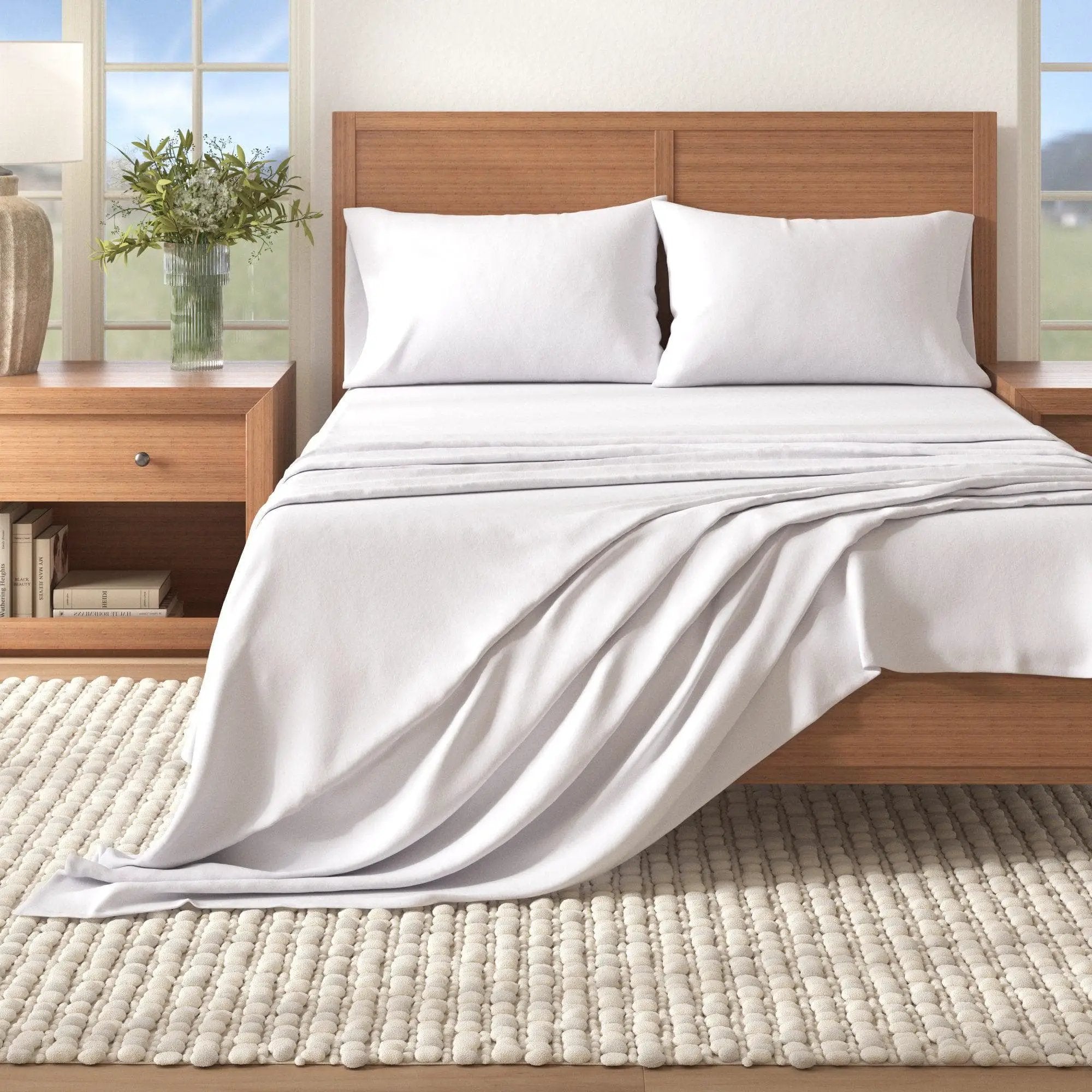 4-Piece Cotton Solid Flannel Sheet - Nordic Collection