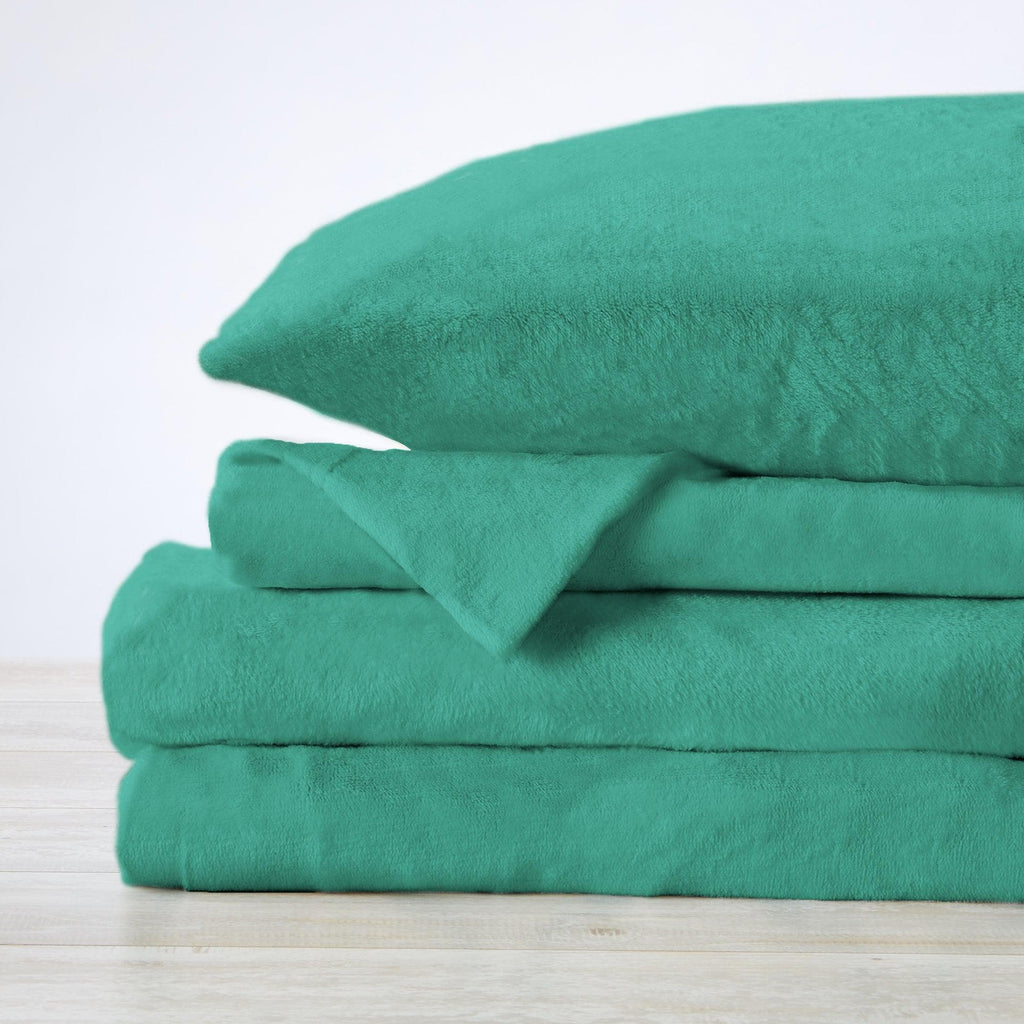 4-Piece Solid Plush Sheet - Velvet Luxe Collection