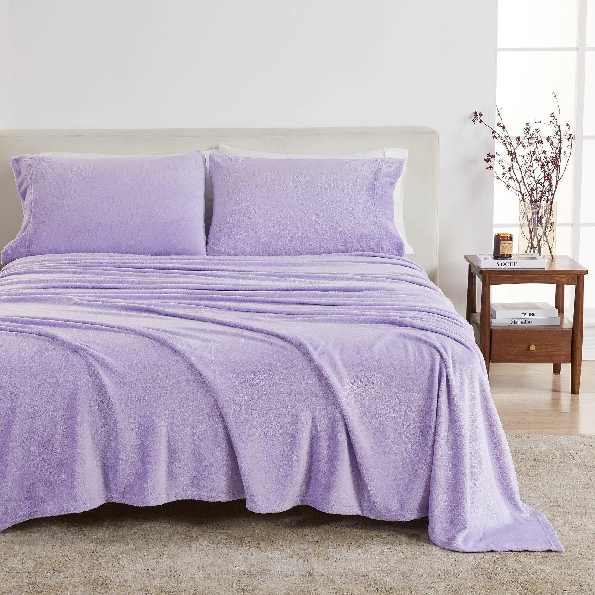 4-Piece Solid Plush Sheet - Velvet Luxe Collection