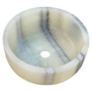 Bathroom vessel sink, green translucent onyx stone by Villohome
