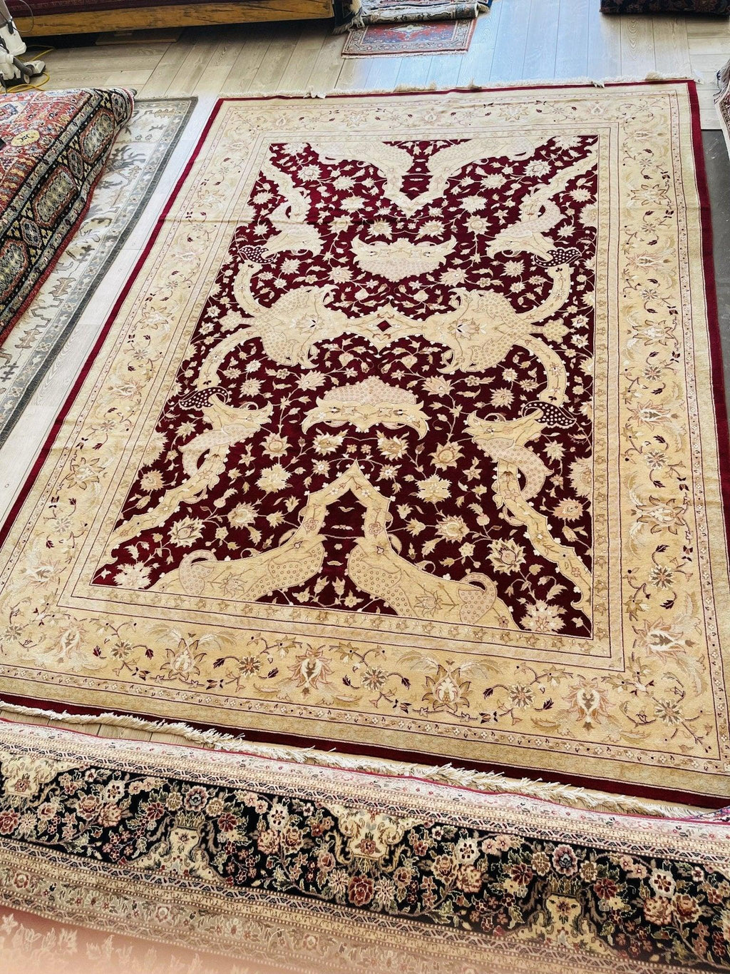 Hand-Knotted Pak-Ziegler Wool Rug – 8'7" x 11'7" – Traditional Design, Warm Earth Tones