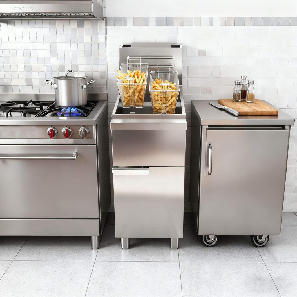 Heavy-Duty 120K BTU Commercial Stainless Steel Natural Gas Deep Fryer With Baskets (SAK97012)