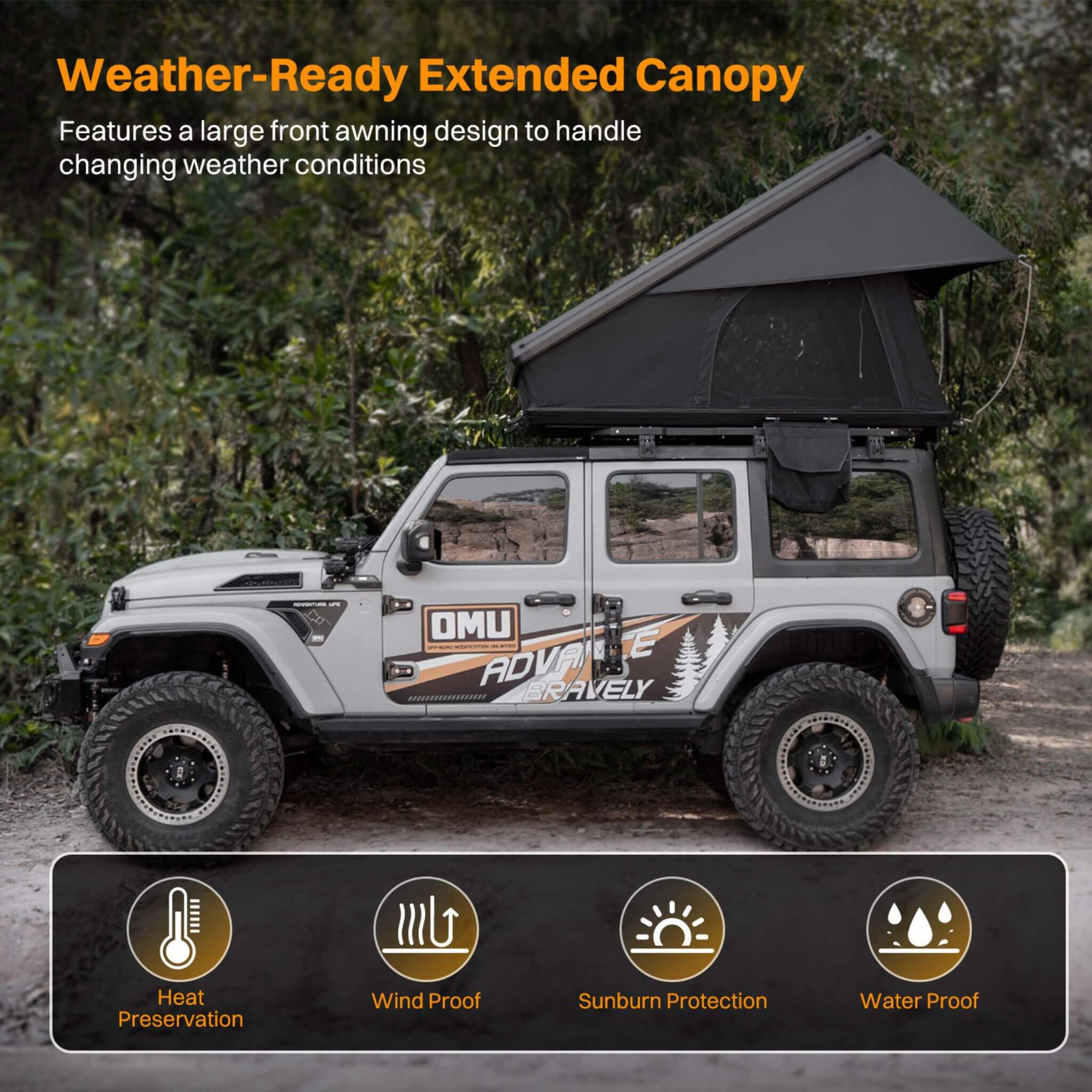 Heavy Duty 2-3 Person Hardshell Rooftop Tent With Ladder (SAK93120)