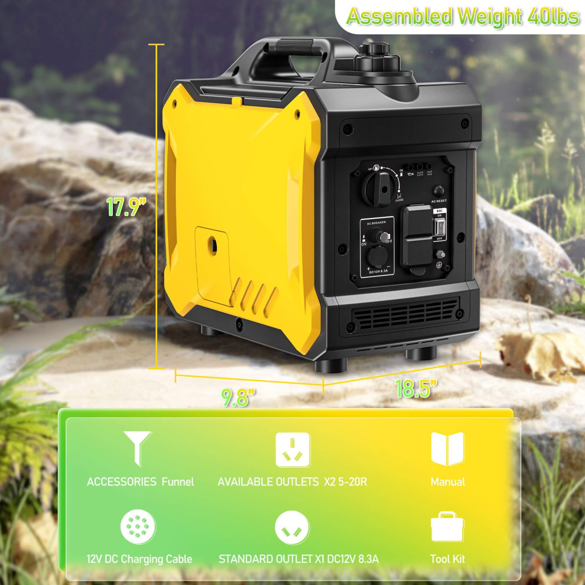 Heavy Duty 79CC Ultra Quiet 2000W Inverter Portable Gas Generator (SAK75290)