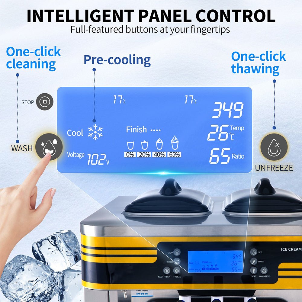 Heavy Duty Commercial 3 Flavor Countertop Soft Serve Ice Cream Maker Machine, 2350W (91803572)