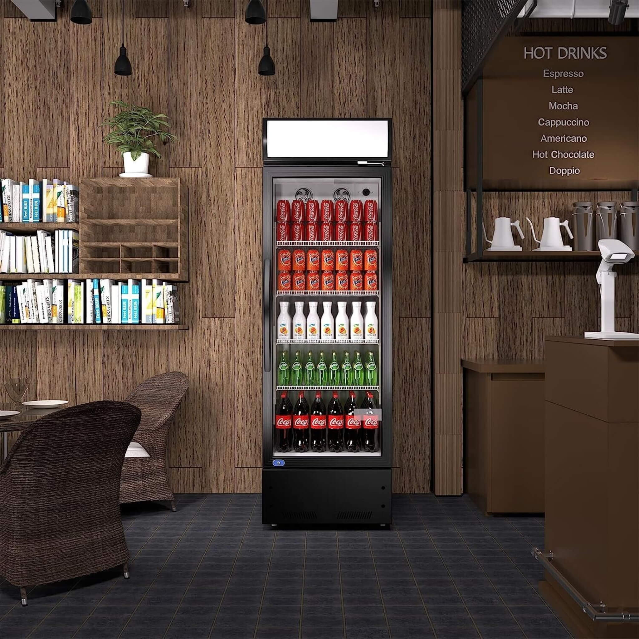 Heavy Duty Commercial Single Glass Door Refrigerator With LED Lights, 23" (SAK43533)