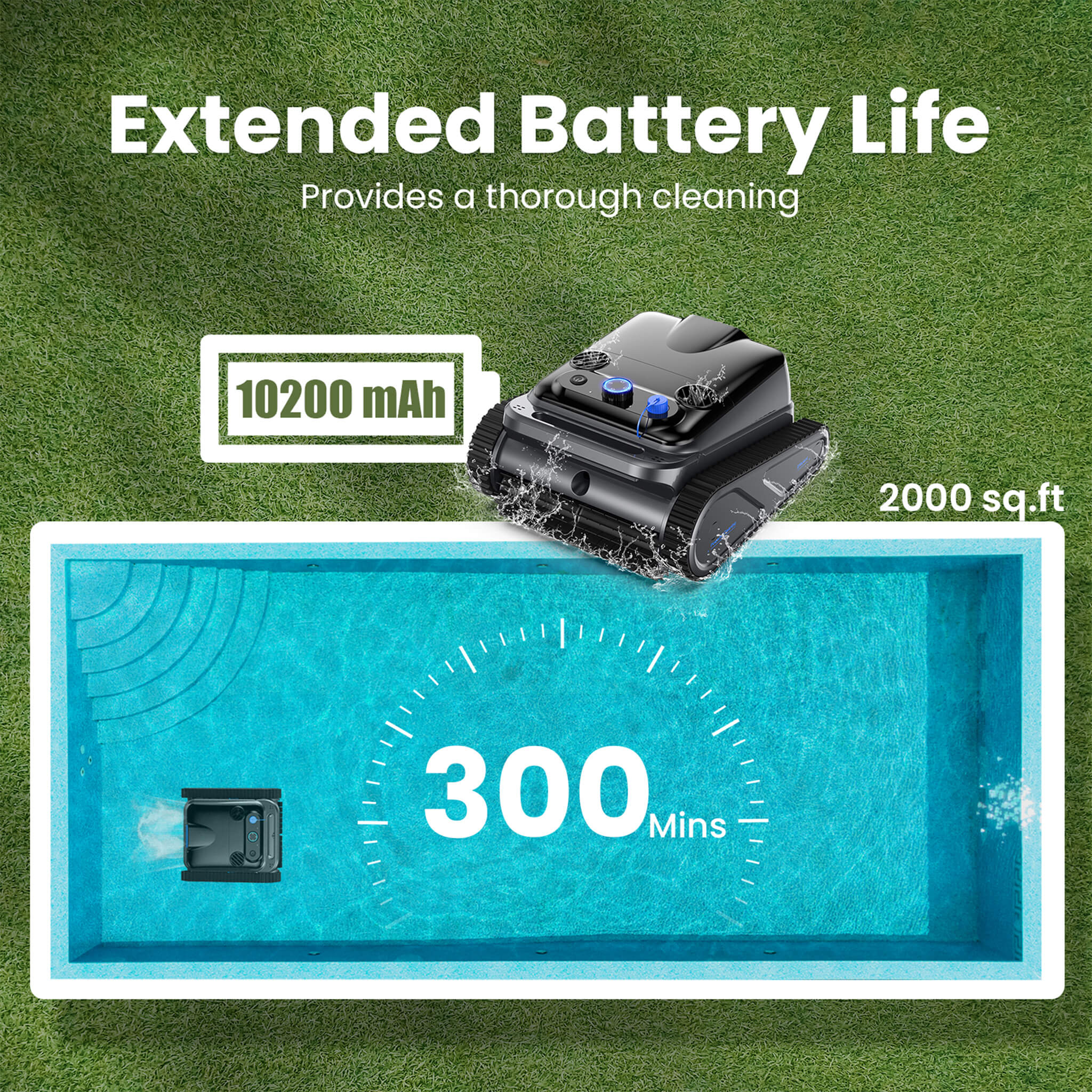 Heavy Duty Cordless Wall Climbing Robotic Pool Vacuum Cleaner (SAK80239)