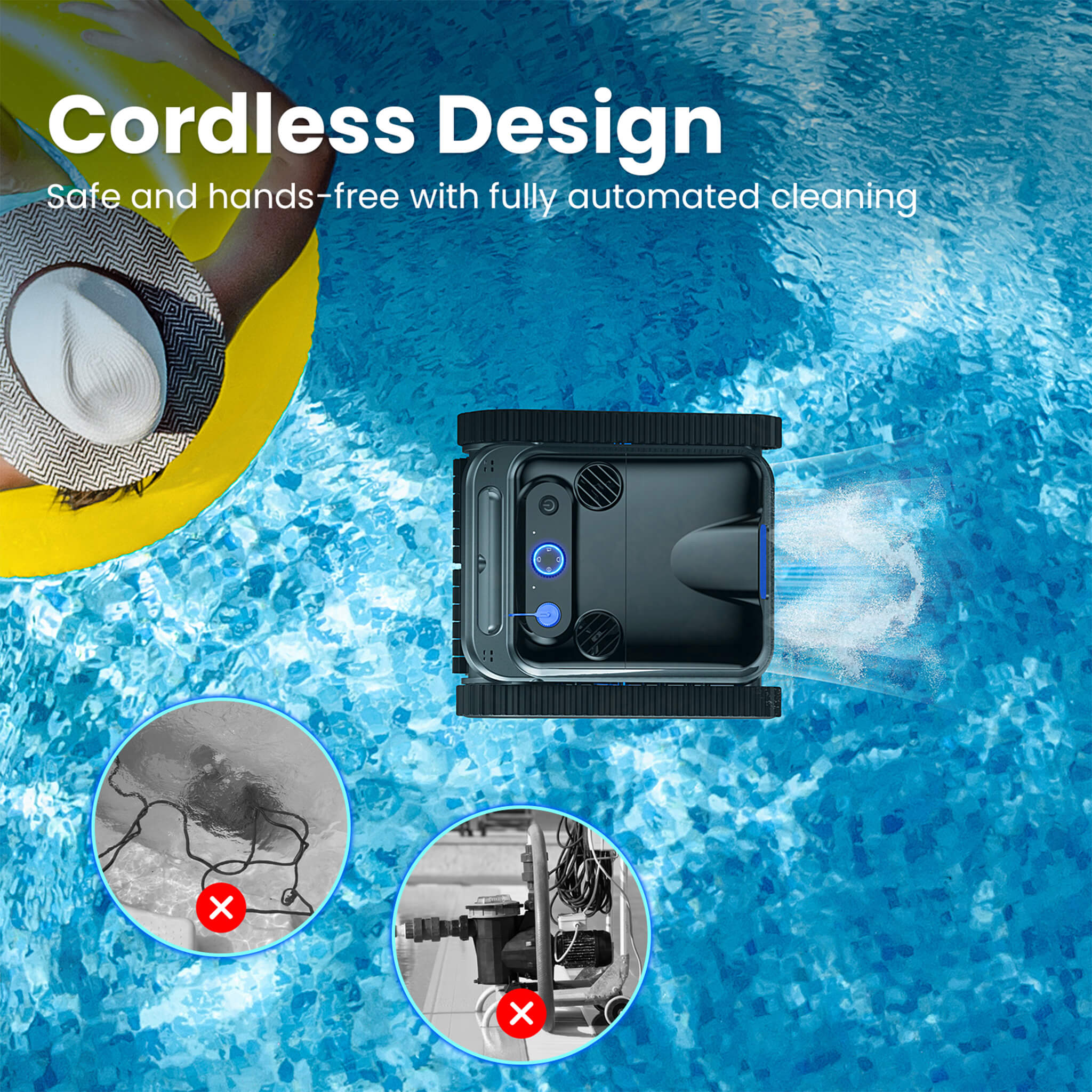 Heavy Duty Cordless Wall Climbing Robotic Pool Vacuum Cleaner (SAK80239)