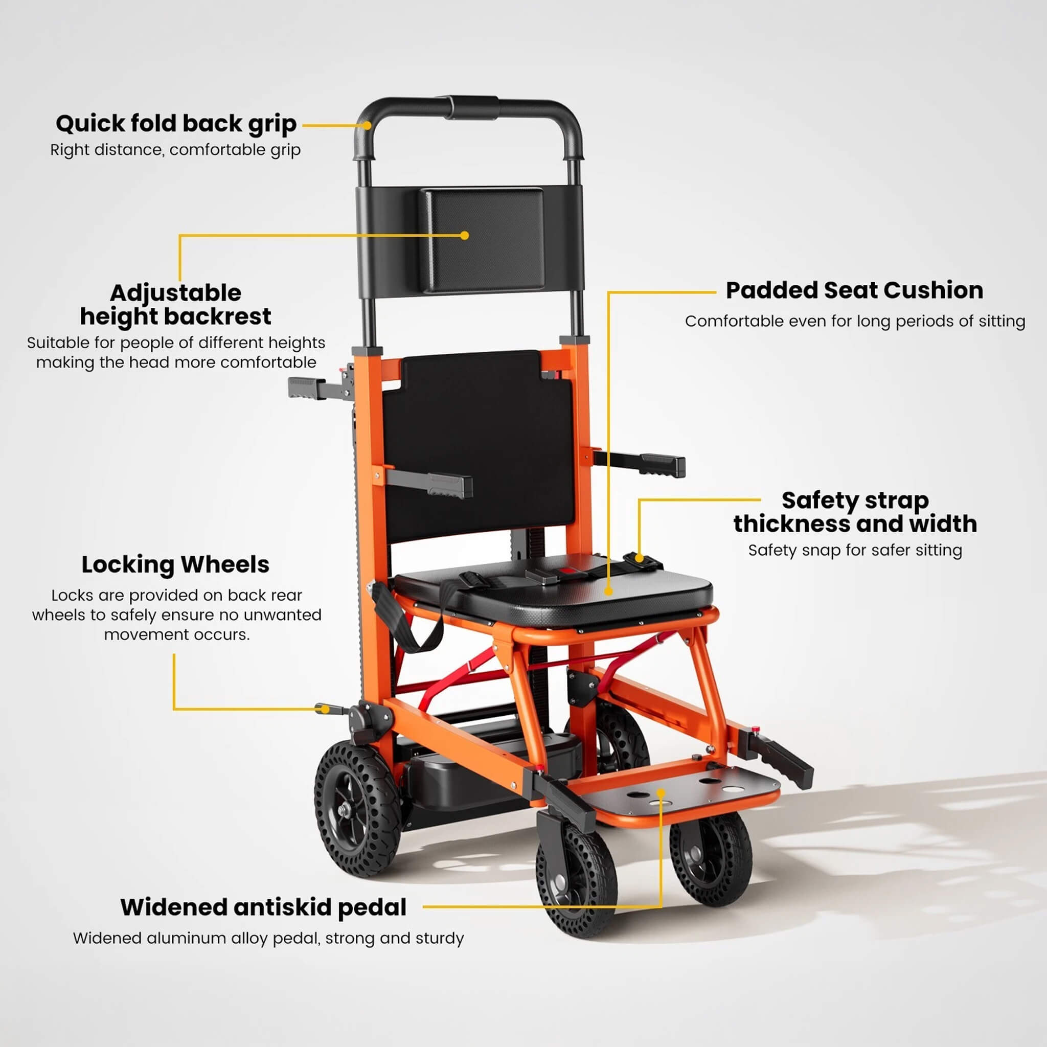 Motivo Heavy-Duty Motorized Stair Climbing Wheelchair, 440LBS [FDA-Approved] (SAK47103)
