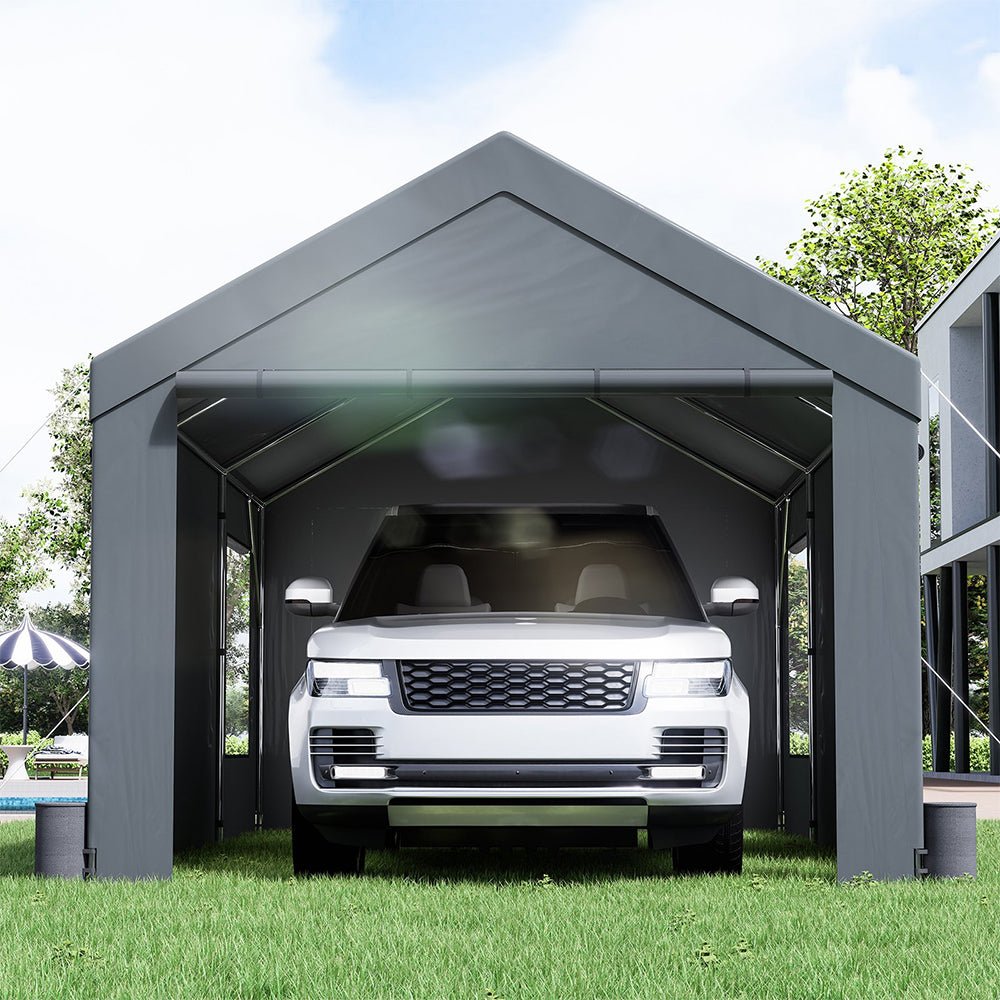 [12x20FT] Heavy Duty Outdoor Premium Garage Tarp Canopy Shelter W/ Removable Sidewalls (SAK94615)