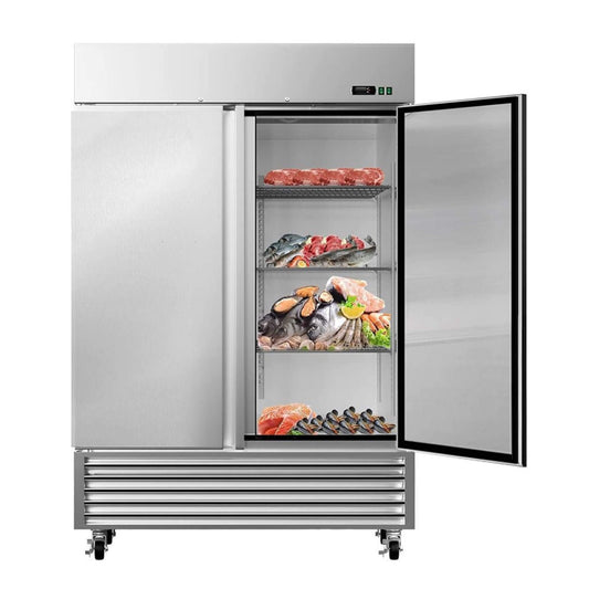 Large 49 Cu.Ft. Two Door Stainless Steel Commercial Industrial Restaurant Freezer, 54" (SAK57246)