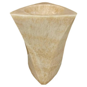 Honey Onyx designer pedestal sink by Villohome; standalone stone bathroom sink.