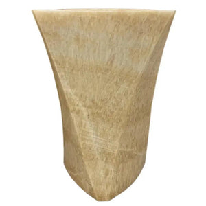 Honey Onyx designer pedestal stand-alone sink in beige stone finish for bathroom.