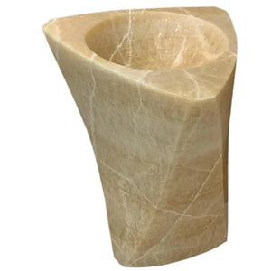 Honey Onyx Designer Pedestal Sink by Villohome; beige-onyx stone bathroom sink, 21.5W x 23L x 34H