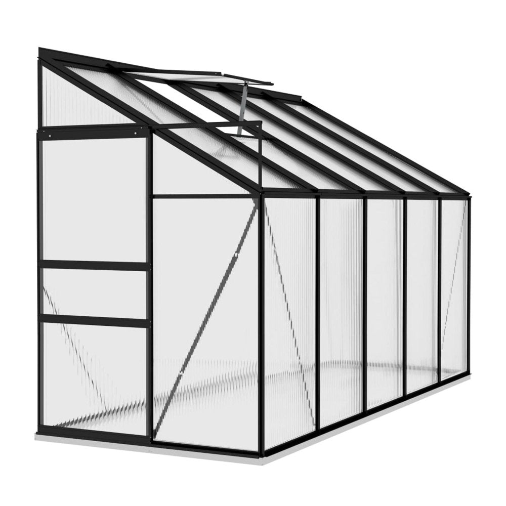 [04x10FT] IKY Premium Anthracite Aluminum Walk-In Greenhouse With Galvanized Base Frame (95247513)