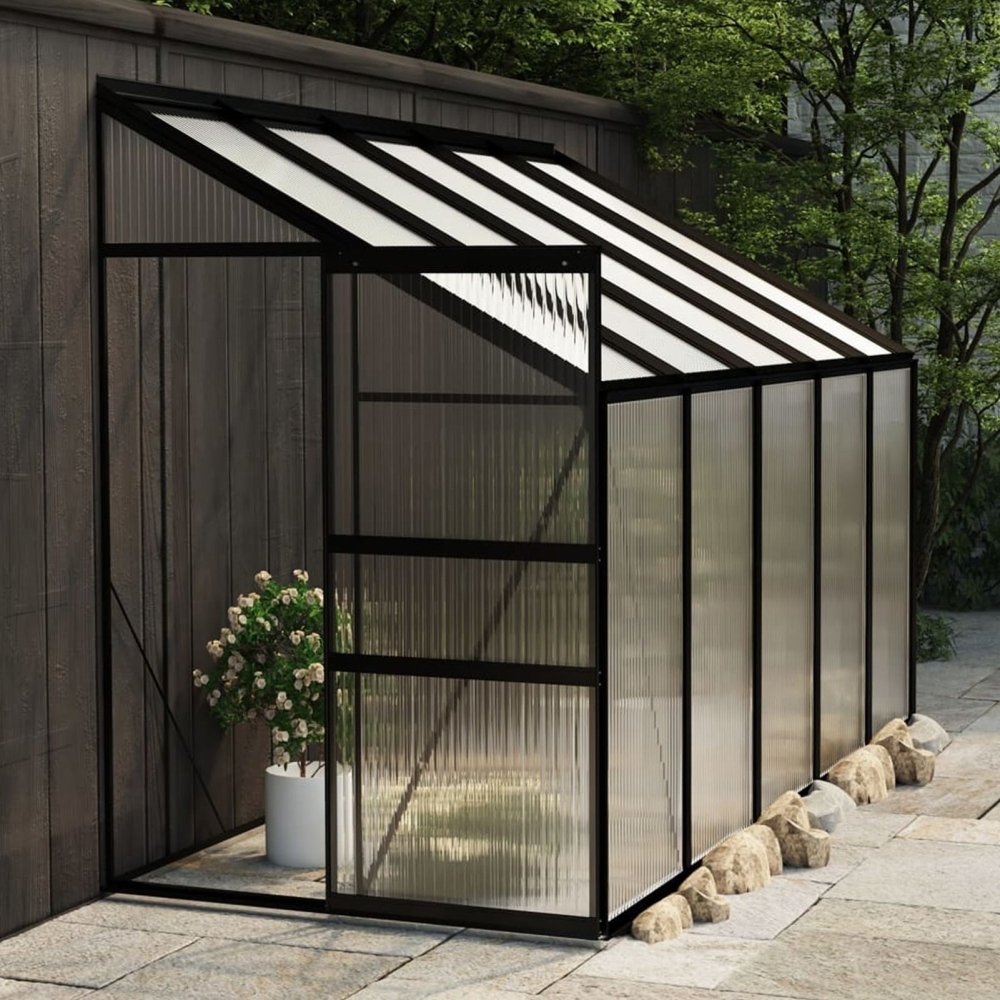 [04x10FT] IKY Premium Anthracite Aluminum Walk-In Greenhouse With Galvanized Base Frame (95247513)