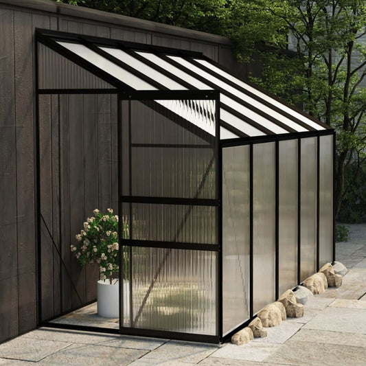 [04x10FT] IKY Premium Anthracite Aluminum Walk-In Greenhouse With Galvanized Base Frame (95247513)