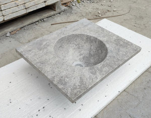 Tundra Grey Marble rectangular bathroom vanity top with honed finish and round sink