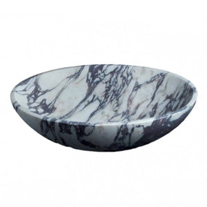 Calacatta Viola marble oval vanity sink, white with blue-gray veining, 18W x 14L x 5H in.
