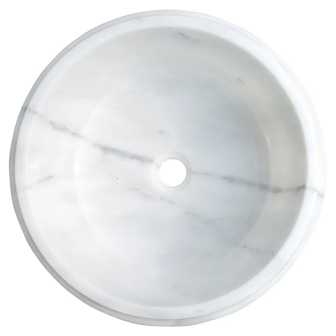 Carrara White Marble round bathroom vanity sink by Villohome, 17-inch drop-in.
