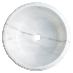 Carrara White Marble round bathroom vanity sink by Villohome, 17-inch drop-in.