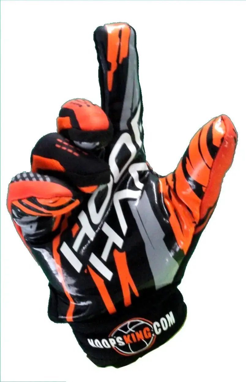 Hoop Handz weighted basketball glove by HoopsKing; black and orange with logo