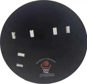 Smooth Shooter (Off Hand) basketball shooting aid by HoopsKing, black circular device with white slots and logo