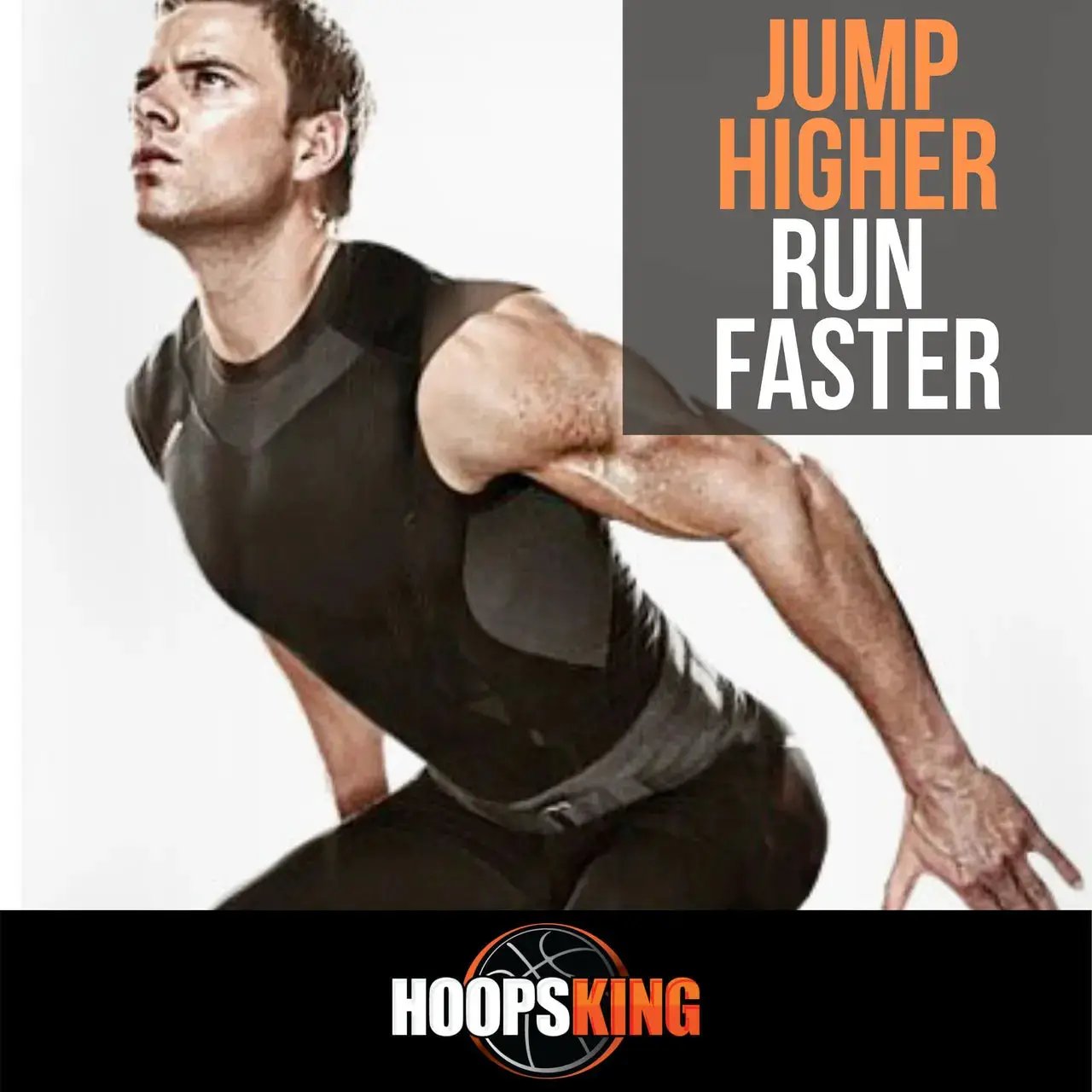 Jump 99 Plyometric Strength Training Shoes by HoopsKing; banner ad featuring an athlete in black athletic wear