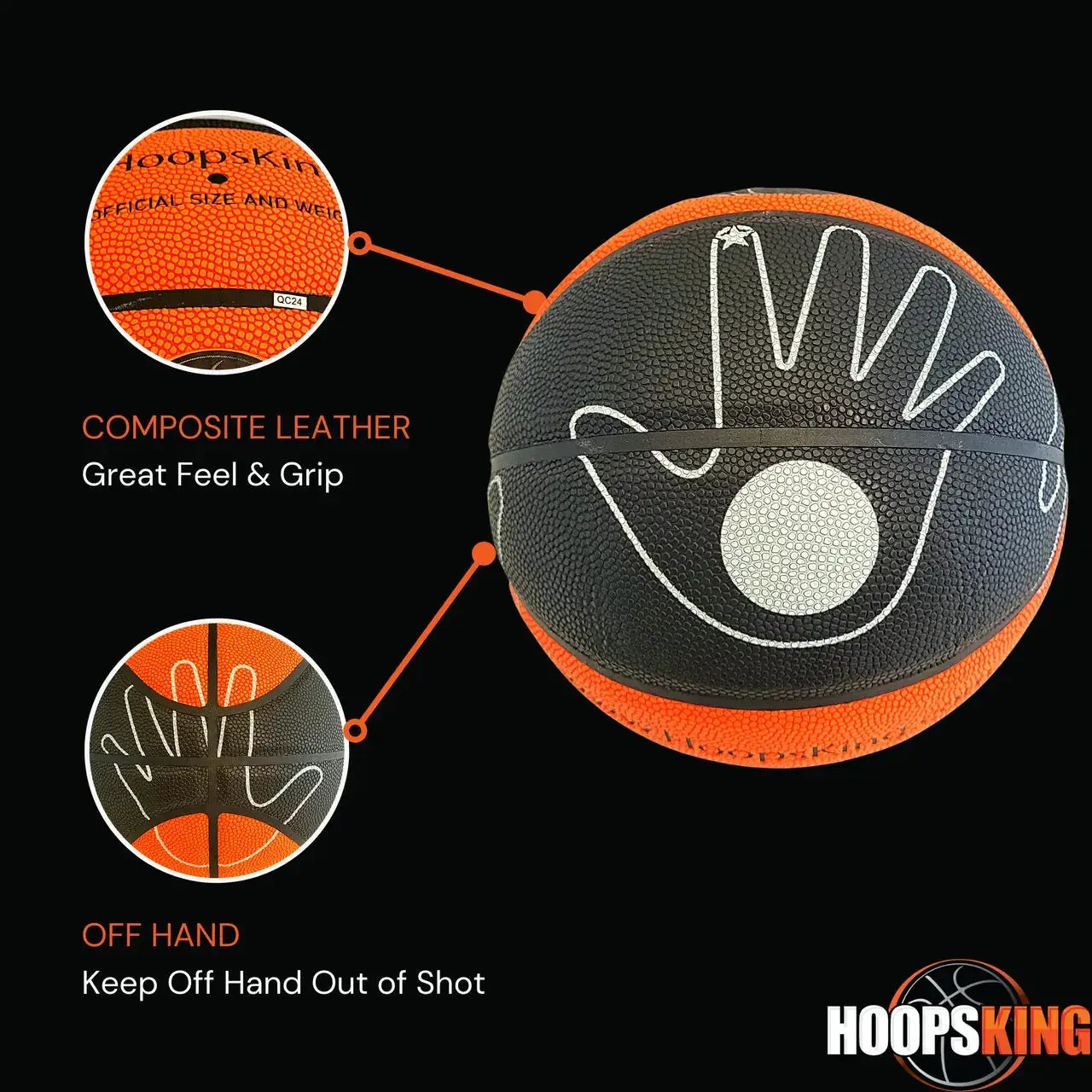 Hands On Shooter Indoor Basketball by HoopsKing; composite leather with great feel and grip