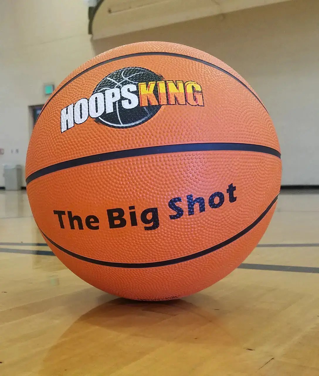 The Big Shot 33-inch training basketball by HoopsKing with orange pebbled surface