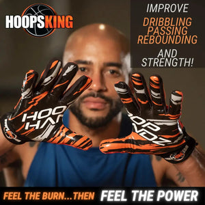 HoopsKing Hoop Handz Weighted Basketball Gloves in black/orange for hand speed training
