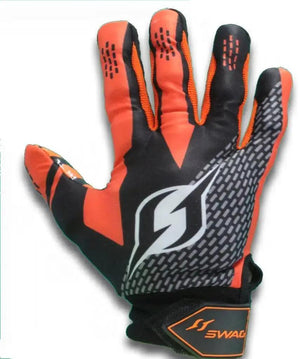 Hoop Handz Weighted Basketball Gloves; black/orange with SWAG strap.