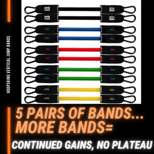 HoopsKing vertical jump trainer resistance bands, 5 pairs in assorted colors for basketball training