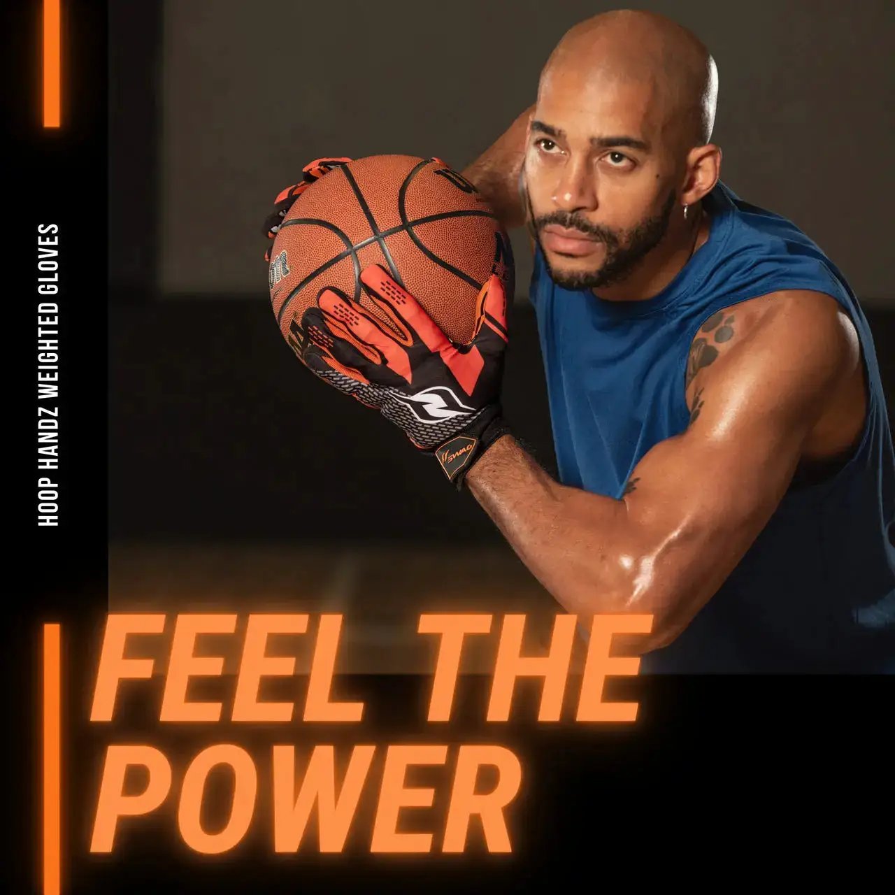 Hoop Handz weighted basketball gloves by HoopsKing; orange and black training gear to boost hand speed