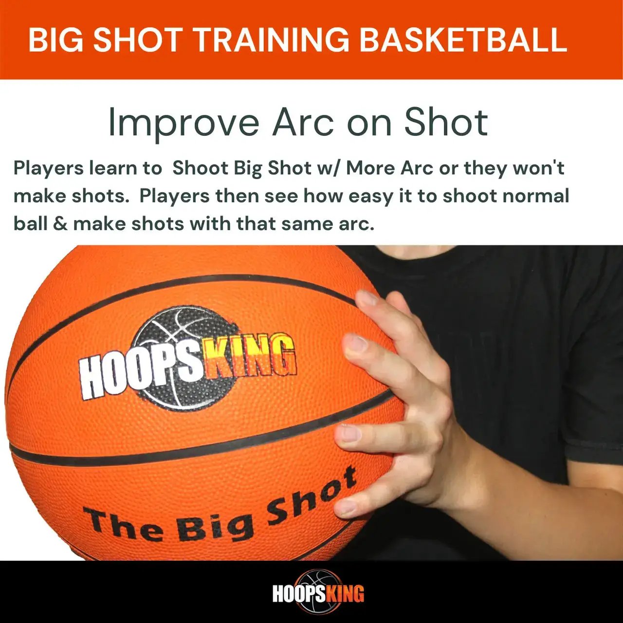 Big Shot 33in Training Basketball by HoopsKing; orange textured ball with HoopsKing logo