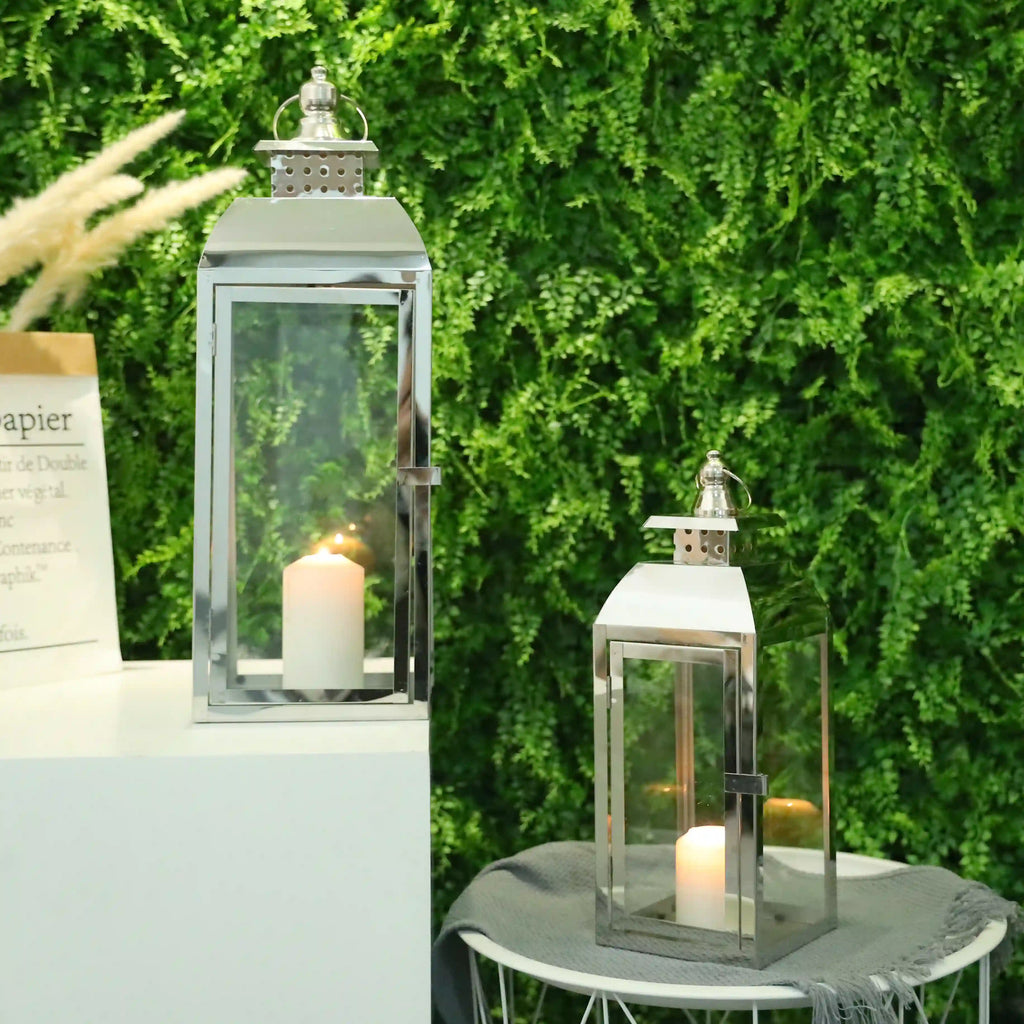 20.5"&15" High Stainless Steel Decorative Candle Lanterns ( Set of 2 )