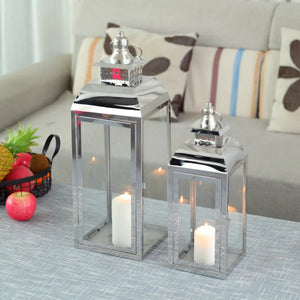 Decorative candle lanterns, stainless steel by JHY DESIGN, 20.5-inch and 15-inch high, set of 2