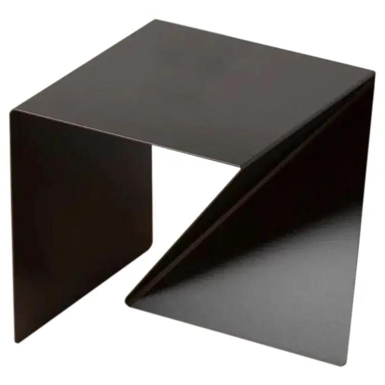 Japanese Style Asymmetrical Metal Coffee Table, black metal finish, modern design