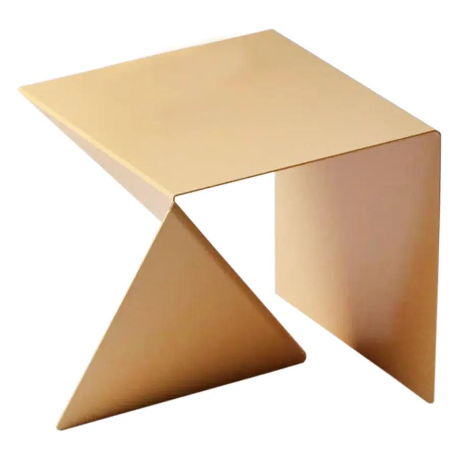 Japanese Style Asymmetrical Metal Coffee Table, gold-toned metal finish by Villohome
