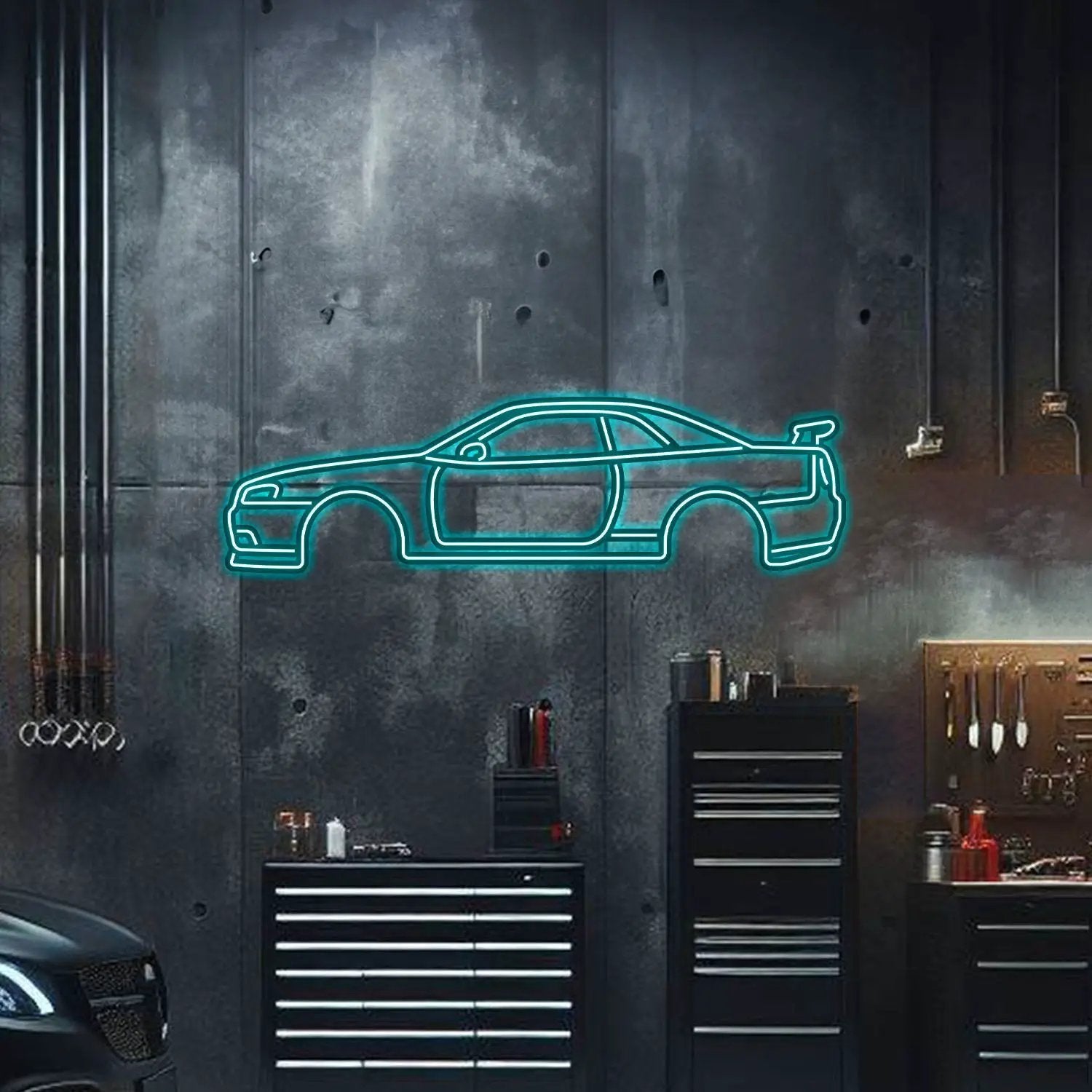 Skyline GT-R R34 Metal Neon Car Wall Art - MTN0036
