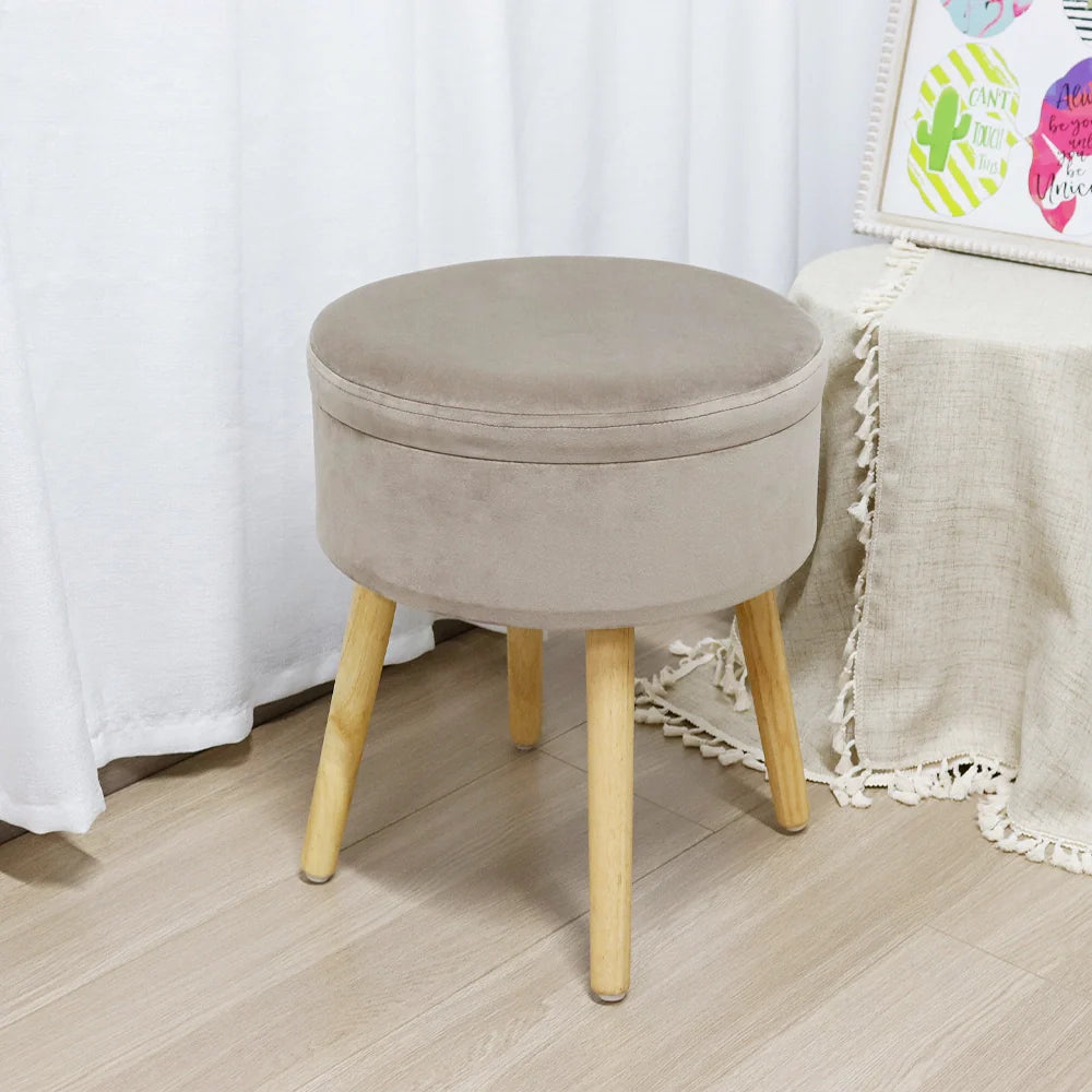 17.5"H Round Velvet Tufted Footrest Stool Ottoman