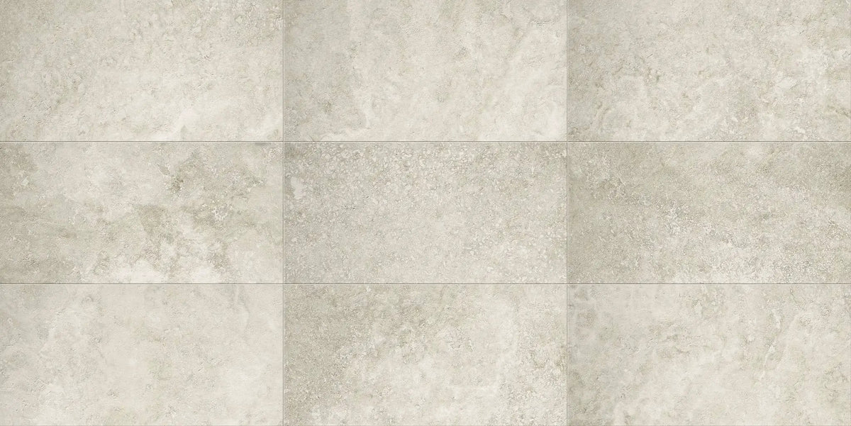 Trail Cross Cut Grey Travertine Look Porcelain Tiles 24x48
