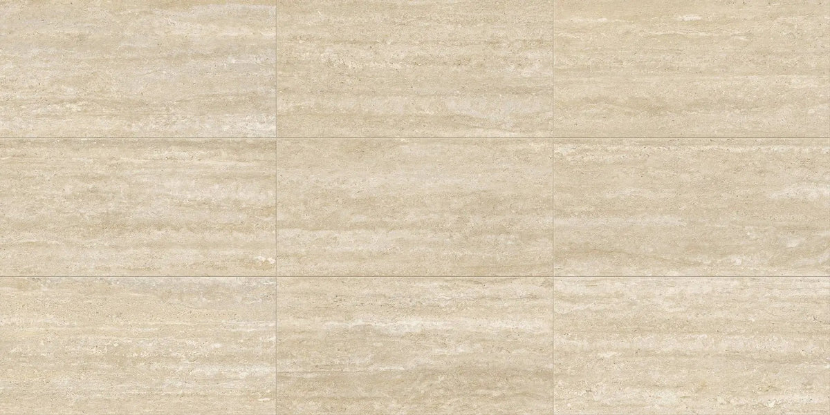 Trail Vein Cut Beige Herringbone Travertine Look Porcelain Mosaics 12x12