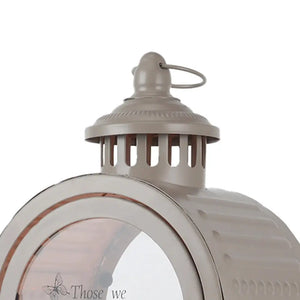11'' High memorial remembrance lantern, grey metal by JHY DESIGN; decorative candle lantern (without candle)