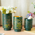 Set of 3-7.5“H Metal Green Candle Holders
