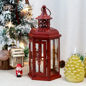 10H Vintage Hanging Lantern, red metal decorative candle lantern by JHY DESIGN, Home & Garden